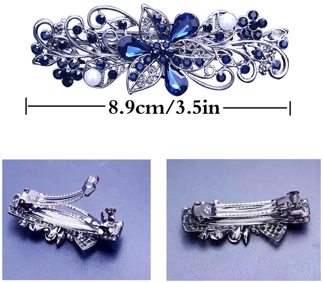 Alt view image 2 of 7 - 4 PCS Hair Barrettes for Women Ladies, Flower Crystal Rhinestones Barrette Pearl Spring Hair Clip Accessories Women Fashion Ponytail Holders Barrette for Daily Wear Mothers Day present
