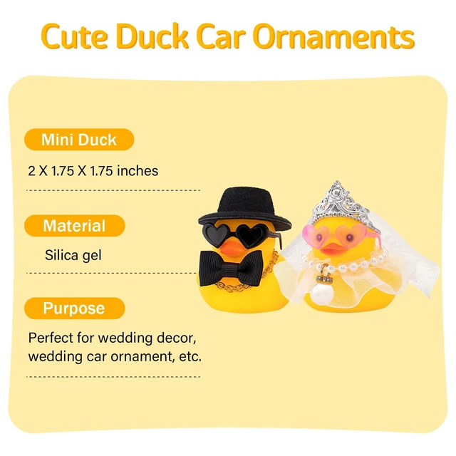 Alt view image 3 of 7 - Pair Set of 2 Bride and Groom Rubber Ducks for Wedding Favors, Party Favors, Ceremony Gift Set, Marriage Souvenir, Marry Blessings, Aniversary Present, White Dess with Veil&Soft Top Hat