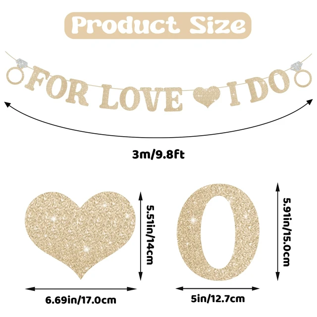 Alt view image 2 of 6 - Wedding Decorations for Reception, Pre-Strung Bridal Shower Banner | Glitter For Love I Do Engagement Banner, Bride To Be Sign for Backdrop Ceremony Reception Bridal Shower Decorations