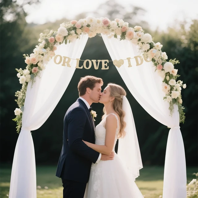 Alt view image 6 of 6 - Wedding Decorations for Reception, Pre-Strung Bridal Shower Banner | Glitter For Love I Do Engagement Banner, Bride To Be Sign for Backdrop Ceremony Reception Bridal Shower Decorations