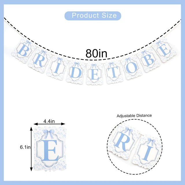 Alt view image 2 of 6 - Blue Toile And Bow Bride To Be Banner,Bridal Shower Decor,Future Mrs Bride | Wedding, Bachelorette, Engagement Party Decor