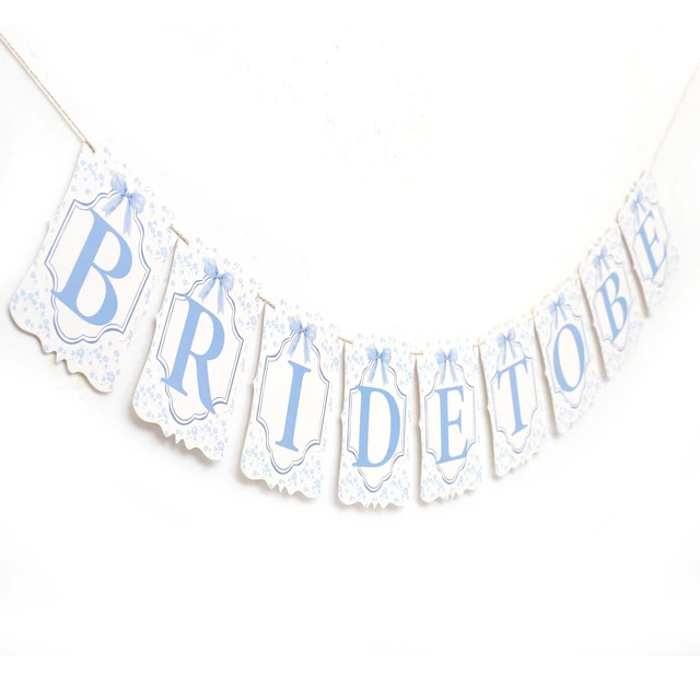 Alt view image 3 of 6 - Blue Toile And Bow Bride To Be Banner,Bridal Shower Decor,Future Mrs Bride | Wedding, Bachelorette, Engagement Party Decor