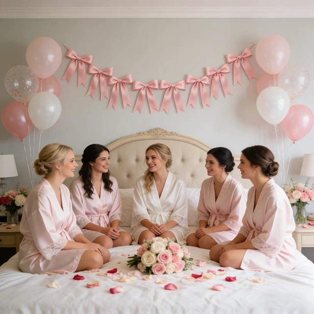 Alt view image 7 of 7 - 1 String Pink Bow Garland Banner Decorations, Pre-Strung Satin Ribbon Bows for Birthday, Baby Shower, Bridal Shower, Coquette Girls Room, Bow Themed Party, Wedding, Christmas Tree Decorations