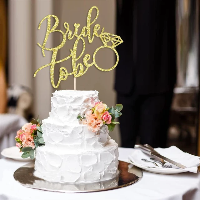 Main image of Bride To Be Cake Topper,Bridal/Wedding Shower/Engagement Shower | Golden glitter BacheloretteHen Party Decorations