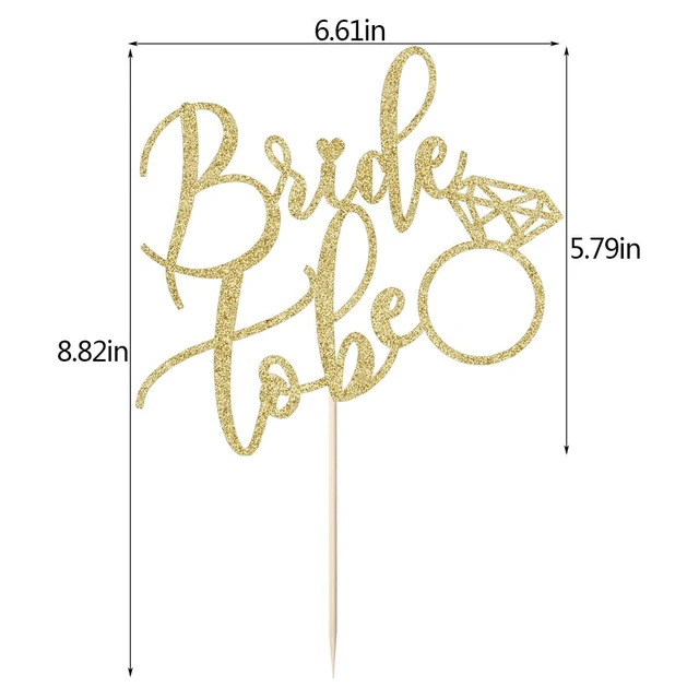 Alt view image 2 of 6 - Bride To Be Cake Topper,Bridal/Wedding Shower/Engagement Shower | Golden glitter BacheloretteHen Party Decorations