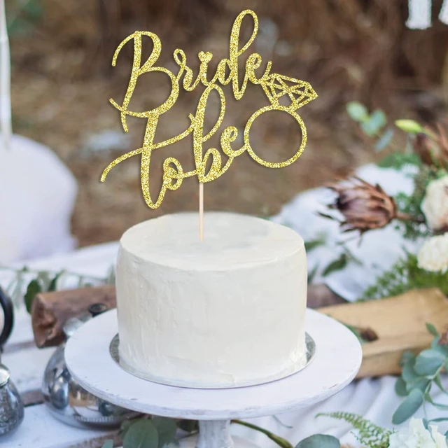 Alt view image 4 of 6 - Bride To Be Cake Topper,Bridal/Wedding Shower/Engagement Shower | Golden glitter BacheloretteHen Party Decorations