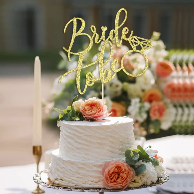 Alt view image 5 of 6 - Bride To Be Cake Topper,Bridal/Wedding Shower/Engagement Shower | Golden glitter BacheloretteHen Party Decorations