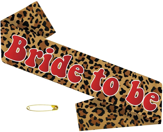 Main image of Leopard Print Bride Sash, Brown Satin "Bride to Be" Sash with Red Letters for Bachelorette Party, Bridal Shower, Wedding Celebration Decorations and Supplies
