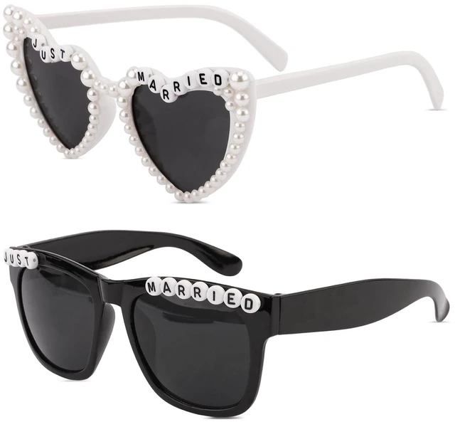 Main image of Just Married Decorations Bride And Groom Sunglasses for Just Married Wedding Party Decorations Wedding Sunglasses Accessories White And Black
