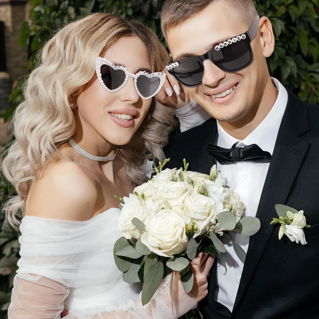 Alt view image 4 of 7 - Just Married Decorations Bride And Groom Sunglasses for Just Married Wedding Party Decorations Wedding Sunglasses Accessories White And Black