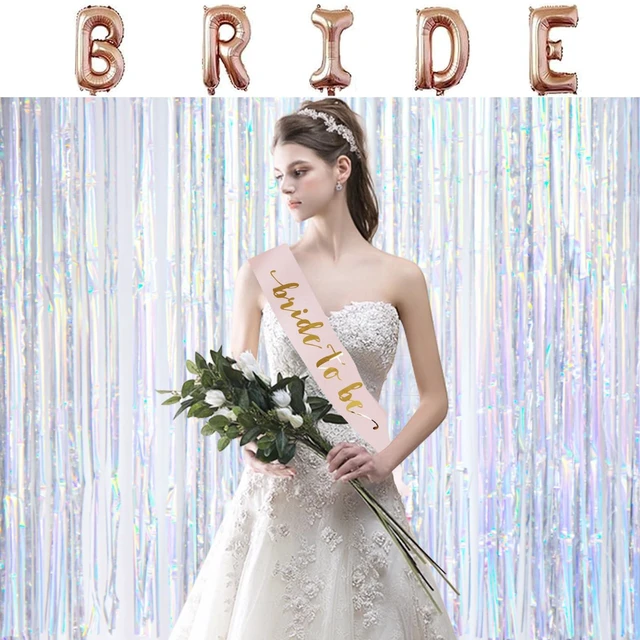 Alt view image 6 of 7 - Bride To Be Veil Sash Set,Rose Gold Sash with Headband for Bridal Shower Bachelorette Party Wedding Engagement Party Accessories