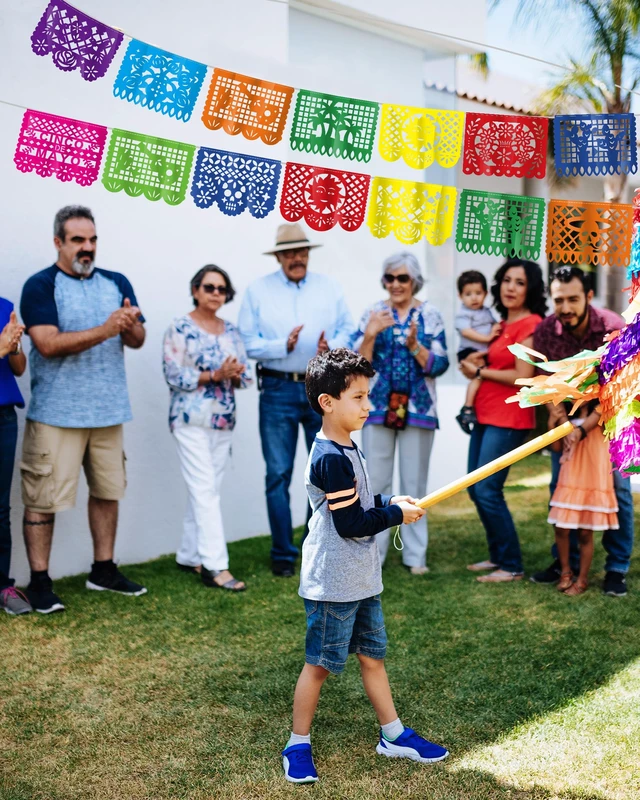 Alt view image 5 of 7 - 36 FT Cinco De Mayo Decorations, 2 Pack Mexican Party Banner, Plastic Fiesta Banner Colorful Papel Picado Hanging Banner String Flags Mexican Theme Party Dia De Los Muertos Day of the Dead Decor