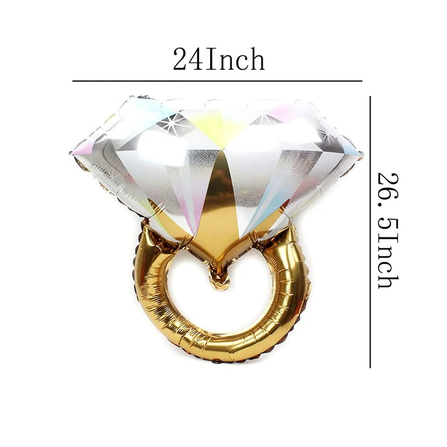 Alt view image 2 of 6 - 2Pcs Diamond Ring Aluminum Balloon,Wedding Bridal Shower Marriage Engagement Party Supplies