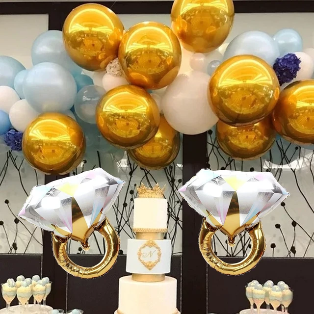 Alt view image 4 of 6 - 2Pcs Diamond Ring Aluminum Balloon,Wedding Bridal Shower Marriage Engagement Party Supplies