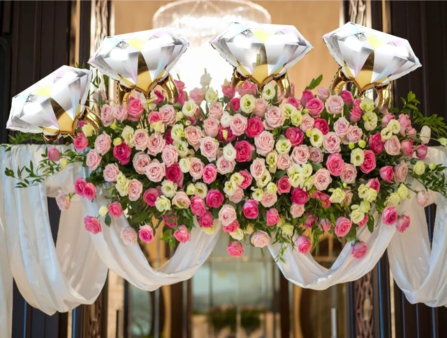 Alt view image 6 of 6 - 2Pcs Diamond Ring Aluminum Balloon,Wedding Bridal Shower Marriage Engagement Party Supplies