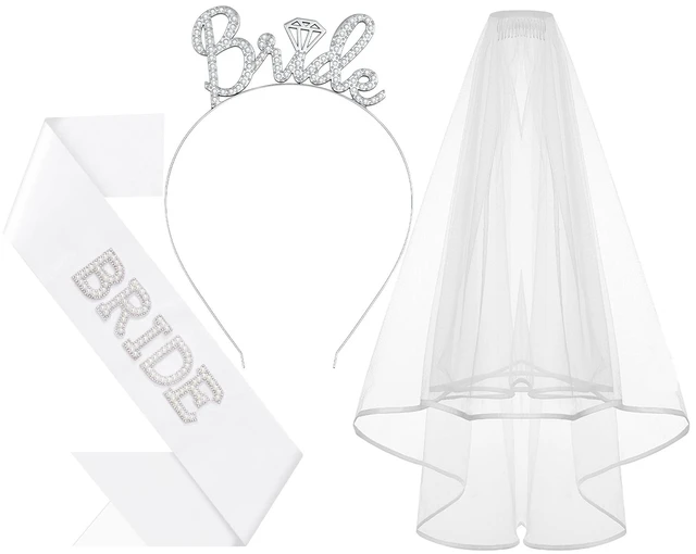 Main image of 3Pcs Bride to Be Headband with Sash and Veil for Bachelorette Party | Bride Decorations, Bridal Shower Favors, Wedding Accessories for Gift