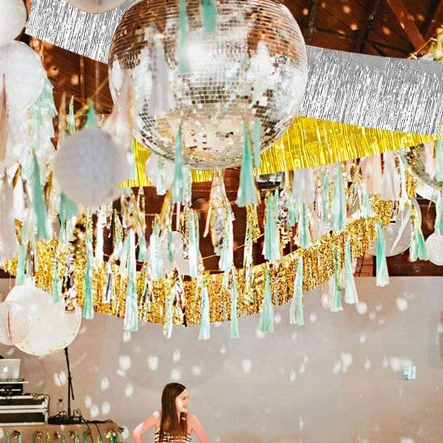 Alt view image 7 of 7 - Silver Fringe Garland Banner 3Pack 30ft Wall Tinsel Foil Streamers | Hanging Shiny tinsel Metallic garland for graduation,Car floats,Bridal shower,Wedding,Birthday,Halloween,Christmas