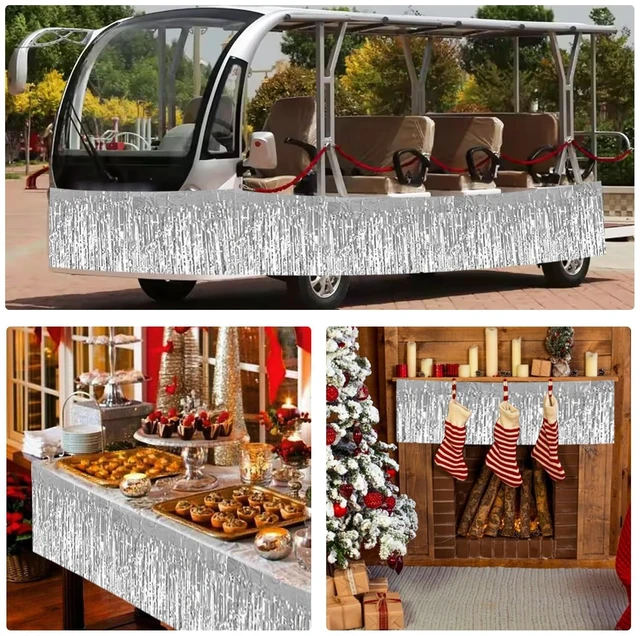 Alt view image 6 of 7 - Silver Fringe Garland Banner 3Pack 30ft Wall Tinsel Foil Streamers | Hanging Shiny tinsel Metallic garland for graduation,Car floats,Bridal shower,Wedding,Birthday,Halloween,Christmas