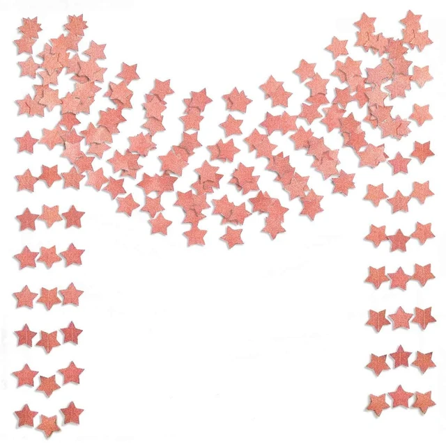 Main image of 6 Pack Glitter Rose Gold Star Paper Garland Bridal Shower Wedding Bachelorette Party Birthday Party Bunting Banner Hanging Decorations Sparkling Daily Indoor or Outdoor Decorative Supplies (50 Feet)