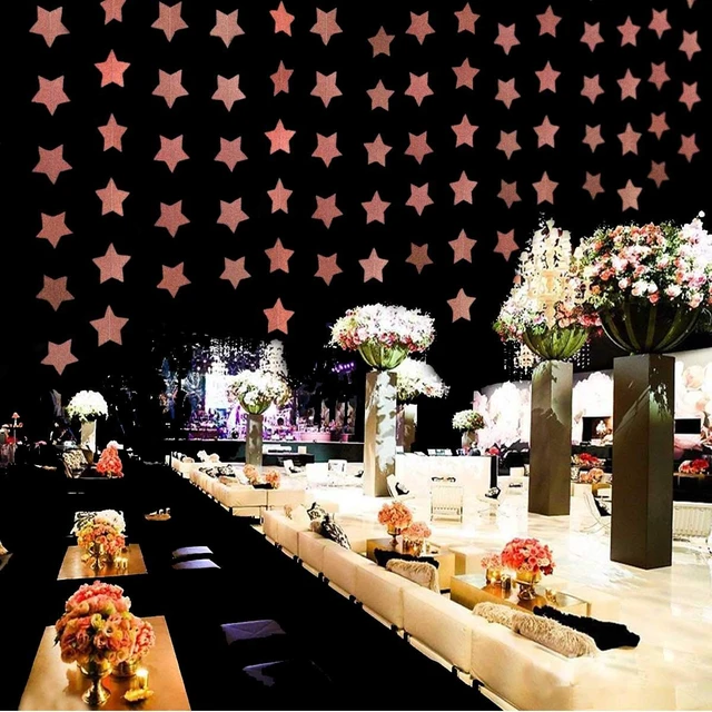 Alt view image 3 of 7 - 6 Pack Glitter Rose Gold Star Paper Garland Bridal Shower Wedding Bachelorette Party Birthday Party Bunting Banner Hanging Decorations Sparkling Daily Indoor or Outdoor Decorative Supplies (50 Feet)