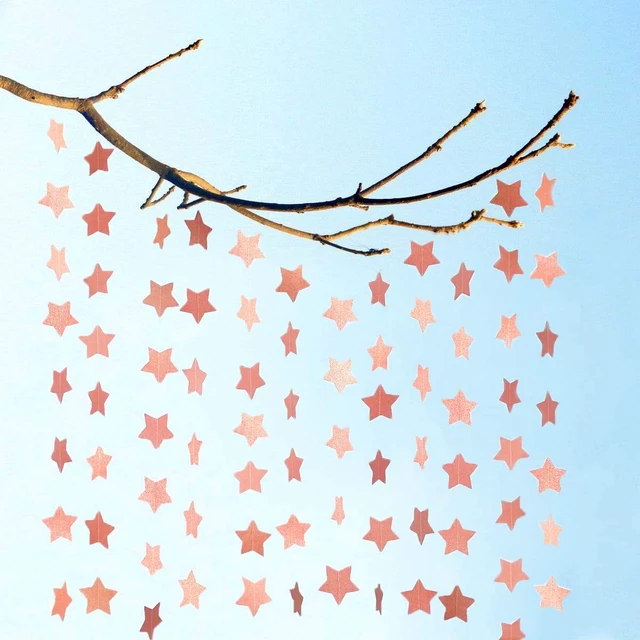 Alt view image 4 of 7 - 6 Pack Glitter Rose Gold Star Paper Garland Bridal Shower Wedding Bachelorette Party Birthday Party Bunting Banner Hanging Decorations Sparkling Daily Indoor or Outdoor Decorative Supplies (50 Feet)