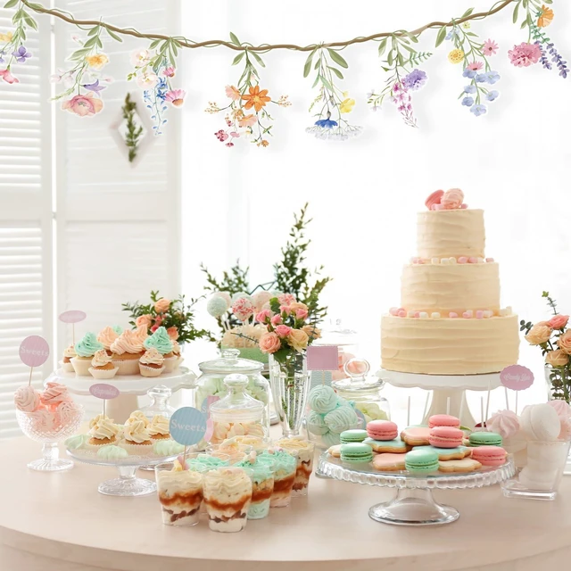 Alt view image 4 of 6 - 2 PCS Wildflower Garland Banner Floral Decoration | Enchanted Garden Theme, Bloom Baby Shower, Fairy Tale Tea Party, Woodland Cottagecore Wedding, Birthday, Bridal Shower