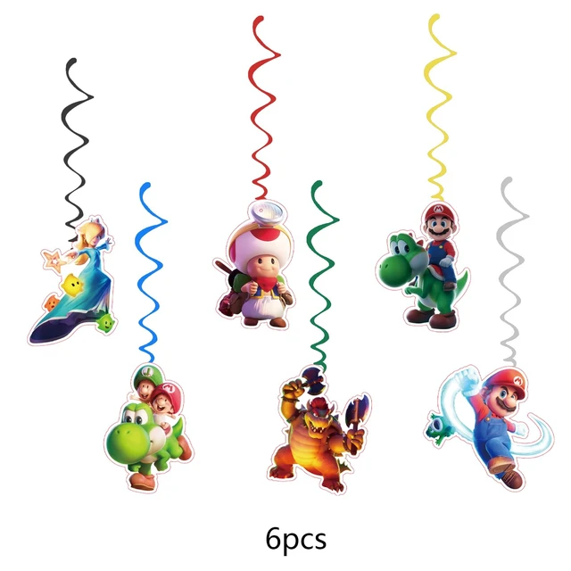 Alt view image 3 of 4 - For Latest Mario Happy Birthday Banner, Party Decoration With 6 Vortex Decorative Pendants