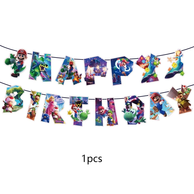 Alt view image 4 of 4 - For Latest Mario Happy Birthday Banner, Party Decoration With 6 Vortex Decorative Pendants