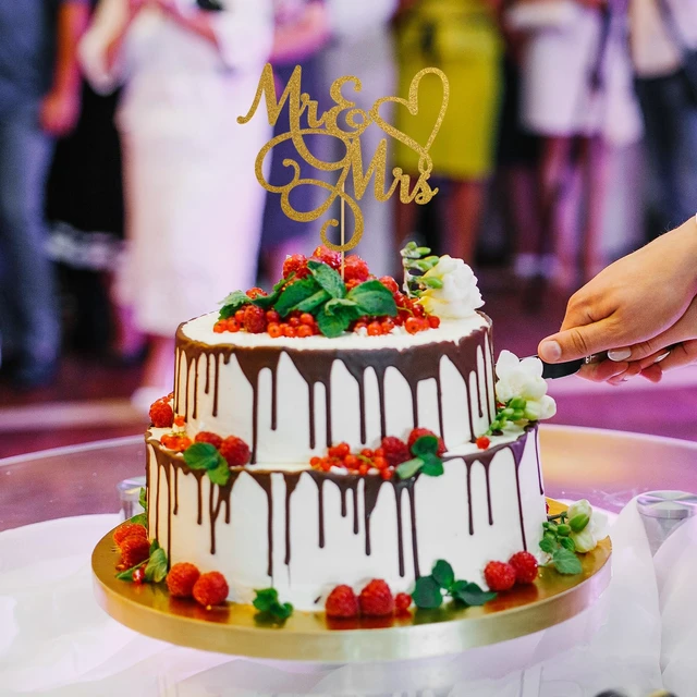 Alt view image 5 of 7 - Mr & Mrs Cake Topper Bride and Groom Sign Toppers Gold Glitter Love Cake Decorations for Wedding Engaged Anniversary Letter Cupcake Topper Theme Party Supplies