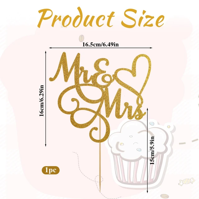 Alt view image 2 of 7 - Mr & Mrs Cake Topper Bride and Groom Sign Toppers Gold Glitter Love Cake Decorations for Wedding Engaged Anniversary Letter Cupcake Topper Theme Party Supplies