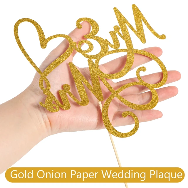 Alt view image 7 of 7 - Mr & Mrs Cake Topper Bride and Groom Sign Toppers Gold Glitter Love Cake Decorations for Wedding Engaged Anniversary Letter Cupcake Topper Theme Party Supplies