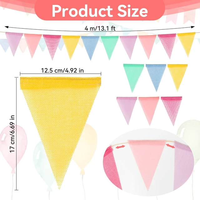 Alt view image 2 of 6 - 52.5 Ft Colorful Pennant Banner Flags - Multicolor Triangle Bunting | Triangle Flag Garland for Carnival Birthday Party, Opening Ceremony, Christmas Classroom Decor and Holiday Event Supplies