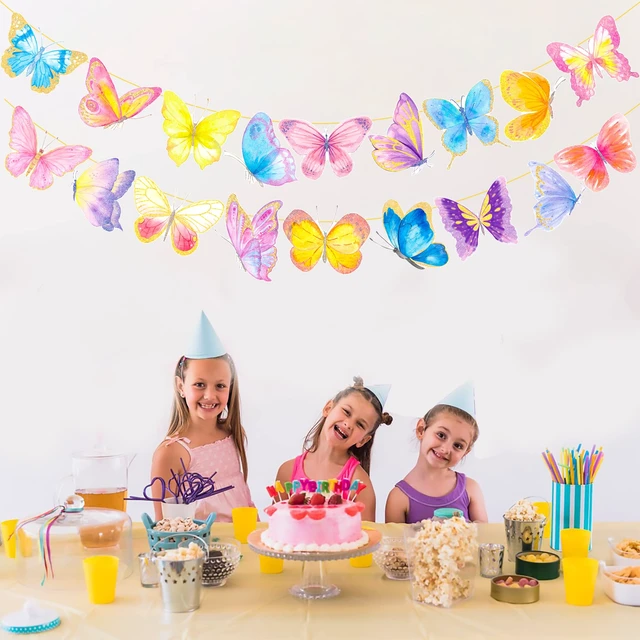 Alt view image 7 of 7 - 2pcs Gold Glitter Butterfly Banner Decorations for Summer Theme Party, Baby Girl Birthday, Wedding Party Supplies