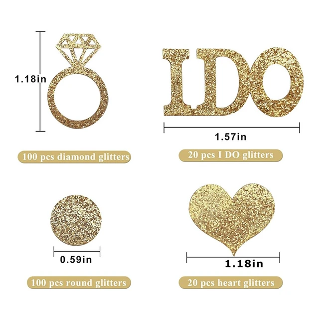 Alt view image 2 of 7 - Gold Wedding Confetti, 100 Pcs I DO Engagement | Bridal Shower Decorations, Bride to Be Confetti, Glittering Diamond Ring, Engagement Party Table Scatter