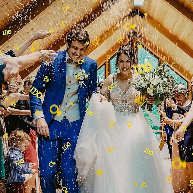 Alt view image 5 of 7 - Gold Wedding Confetti, 100 Pcs I DO Engagement | Bridal Shower Decorations, Bride to Be Confetti, Glittering Diamond Ring, Engagement Party Table Scatter