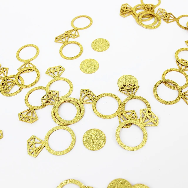 Alt view image 6 of 7 - Gold Wedding Confetti, 100 Pcs I DO Engagement | Bridal Shower Decorations, Bride to Be Confetti, Glittering Diamond Ring, Engagement Party Table Scatter