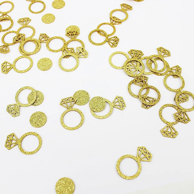 Alt view image 7 of 7 - Gold Wedding Confetti, 100 Pcs I DO Engagement | Bridal Shower Decorations, Bride to Be Confetti, Glittering Diamond Ring, Engagement Party Table Scatter