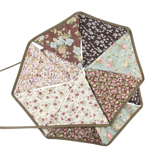 Alt view image 5 of 5 - Brown Floral Collection 100% Cotton Banner for Wedding Baby Shower Party Decoration