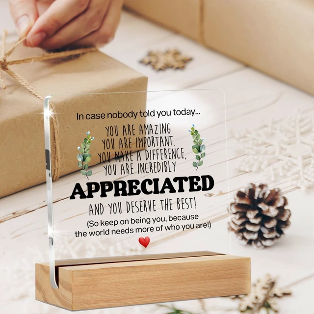 Alt view image 3 of 4 - Inspirational Gift Ideas, Thank You Gifts for Women Men Friends | Appreciation Gifts for Coworkers, Motivational Quote Clear Desk Sign Decor, Home Office Desk Decor (4 x 4 Inches)