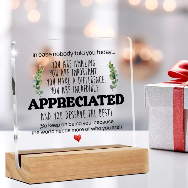 Alt view image 4 of 4 - Inspirational Gift Ideas, Thank You Gifts for Women Men Friends | Appreciation Gifts for Coworkers, Motivational Quote Clear Desk Sign Decor, Home Office Desk Decor (4 x 4 Inches)
