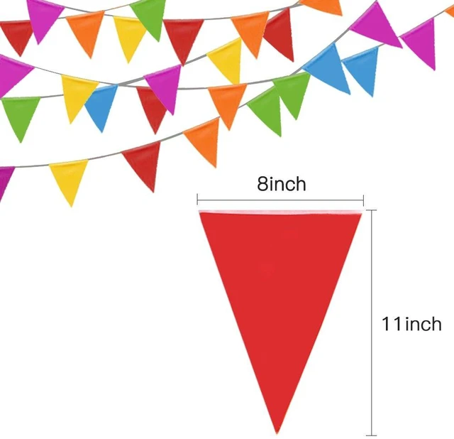 Alt view image 4 of 7 - 100 Feet Pennant Banner - 75 Multicolor Bunting Flags (7x11 Inches) - Birthday Party Grand Opening Christmas Decorations