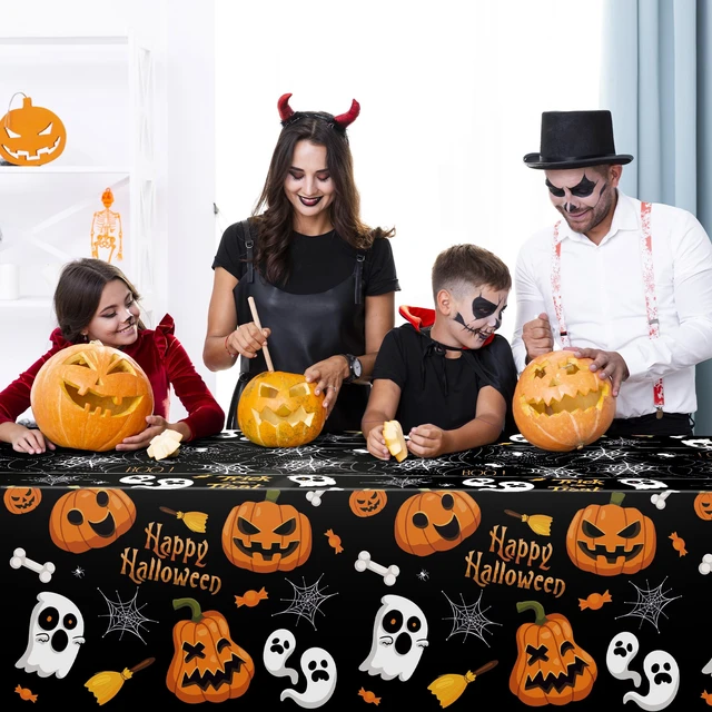 Alt view image 5 of 7 - OHOME Halloween Decorations - Disposable Plastic Halloween Tablecloth | Halloween Party Decorations Favors Supplies for Table Decor Indoor Outdoor Backdrop Banner,2 Pack