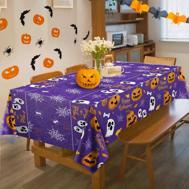 Alt view image 7 of 7 - OHOME Halloween Decorations - Disposable Plastic Halloween Tablecloth | Halloween Party Decorations Favors Supplies for Table Decor Indoor Outdoor Backdrop Banner,2 Pack