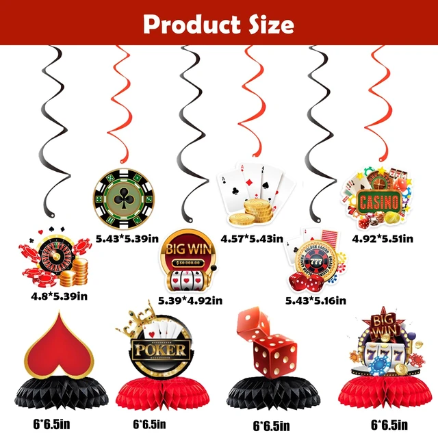 Alt view image 2 of 7 - Casino Poker Theme Party Decorations, Birthday Banner Hanging Swirl and Casino dining table honeycomb center decorationfor Poker Parties Decor Game Night Las Vegas Themed Party Supplies