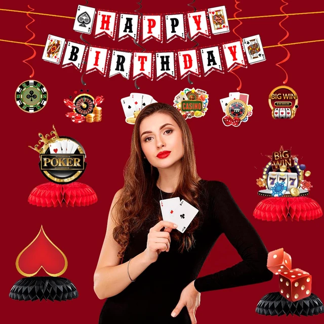 Alt view image 6 of 7 - Casino Poker Theme Party Decorations, Birthday Banner Hanging Swirl and Casino dining table honeycomb center decorationfor Poker Parties Decor Game Night Las Vegas Themed Party Supplies