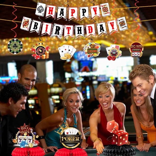 Alt view image 5 of 7 - Casino Poker Theme Party Decorations, Birthday Banner Hanging Swirl and Casino dining table honeycomb center decorationfor Poker Parties Decor Game Night Las Vegas Themed Party Supplies