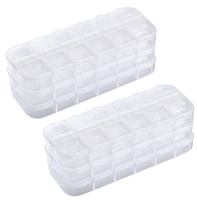 Main image of 6 Pieces Nail Art Tool Jewelry Storage Box, 12 Compartments Plastic Rhinestone Organizer Container Case, Display Containers