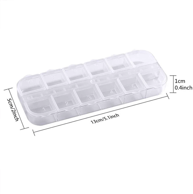 Alt view image 2 of 6 - 6 Pieces Nail Art Tool Jewelry Storage Box, 12 Compartments Plastic Rhinestone Organizer Container Case, Display Containers