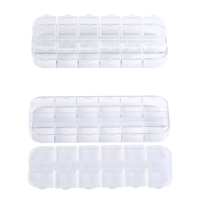 Alt view image 3 of 6 - 6 Pieces Nail Art Tool Jewelry Storage Box, 12 Compartments Plastic Rhinestone Organizer Container Case, Display Containers