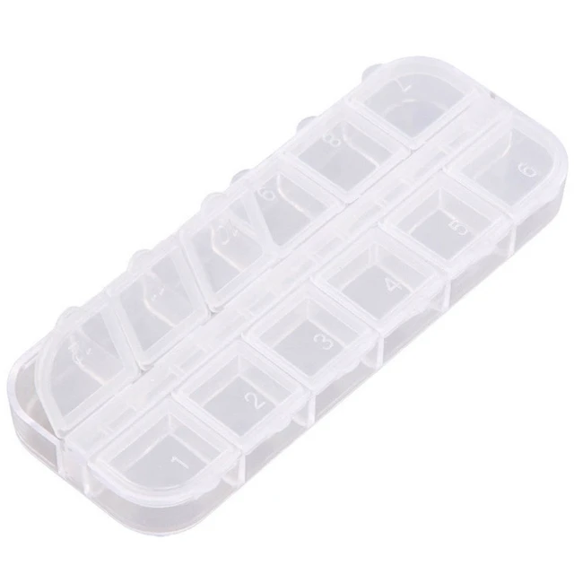 Alt view image 4 of 6 - 6 Pieces Nail Art Tool Jewelry Storage Box, 12 Compartments Plastic Rhinestone Organizer Container Case, Display Containers